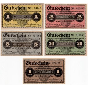 Austria, Kleinmünchen I WŚ 1915 , zestaw 5 sztuk