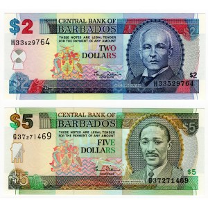 Barbados, sada 2 kusov (2 doláre, 5 dolárov)