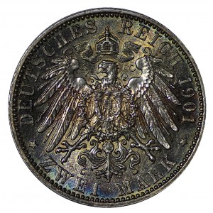 Niemcy, 2 Marki Albert 1901 E - pięknie zachowany