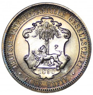 Niemcy, Afryka Wschodnia, Wilhelm II, 1 rupia 1890, Berlin, mennicza lustrzanka