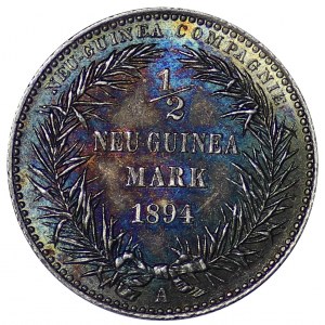 Niemcy, Nowa Gwinea, 1/2 marki 1894 A, Berlin - piękna