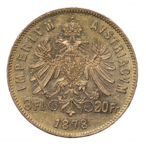 Rakousko, 20 franků (8 florénů) 1878