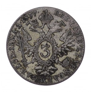 Austria, 3 kreuzer 1837 A