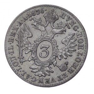 Rakúsko, 3 kreuzer 1836 A