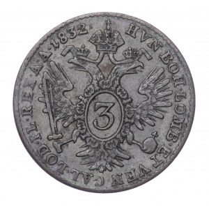 Austria, 3 krajcary 1832 A