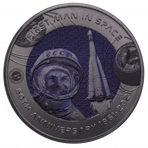 Ghana, 2 Cedis 2021 60. rocznica pierwszego lotu w kosmos, nakład 1000 sztuk, tytan - rzadkość