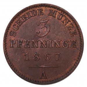 Niemcy, Brandenburgia-Prusy, Wilhelm I, 3 Fenigi 1867 A