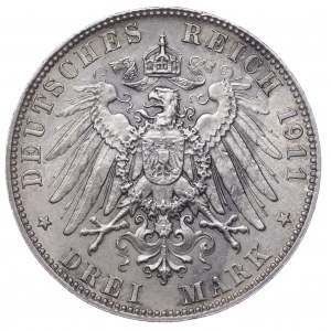 Niemcy, Bawaria, Regent Luitpold, 3 Marki Monachium 1911 D
