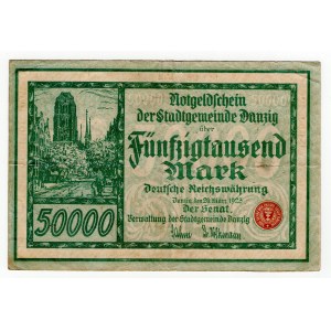 Gdańsk, 50000 marek 1923, 5 cyfr z ❊
