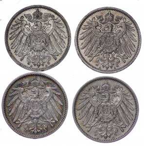 Germany, 1 mark (1904, 1905, 1906, 1907) - set of 4 pieces