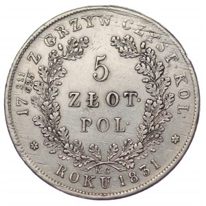 Powstanie Listopadowe, 5 złotych Warszawa 1831 KG