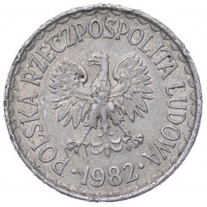 Polen, PRL, 1 Zloty 1982, dünnes Datum