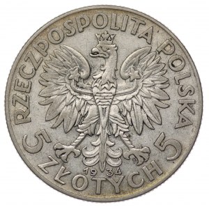 Polska, II RP, 5 złotych 1934, Warszawa, Głowa Kobiety