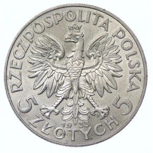 Polska, II RP, 5 złotych 1933, Warszawa, Głowa Kobiety