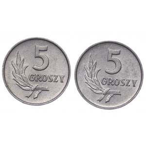 Polska, PRL, 5 groszy 1968 - zestaw 2 sztuki