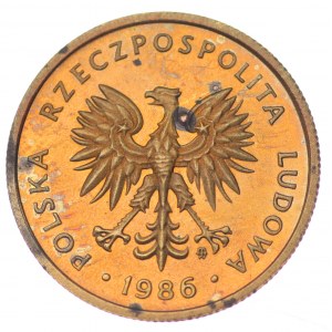 Polska, PRL, 2 złote 1986 lustrzanka