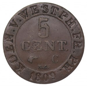 Německo, Westfalen, Hieronymus Napoleon, 5 centimů 1809