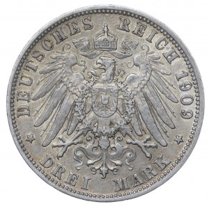 Niemcy, Bawaria, 3 Marki 1909 D