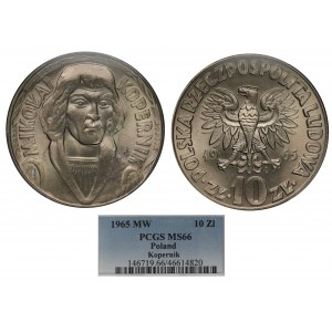 Polsko, PRL, 10 zlotých Copernicus 1965