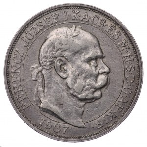 Ungarn, Franz Joseph I., 5 Kronen Kremnica 1907 KB