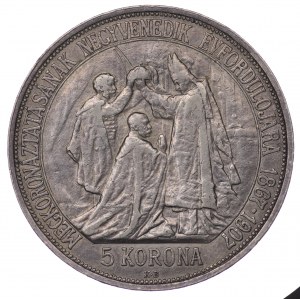 Maďarsko, František Jozef I., 5 korún Kremnica 1907 KB