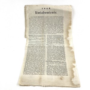 Poděkování 1843. leták - katalog publikací Theophila Glucksberga. Knihkupec a typograf Běloruského vědeckého okruhu.