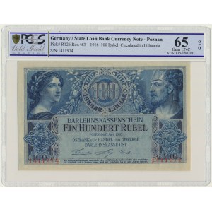 Posen, 100 Rubles 1916 - 7 digit series - PCGS 65 EPQ
