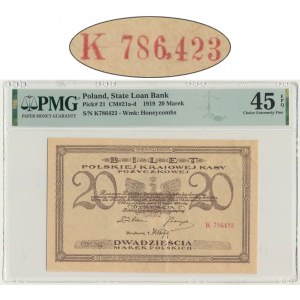 20 marek 1919 - K - PMG 45 EPQ - rzadka seria z przecinkiem