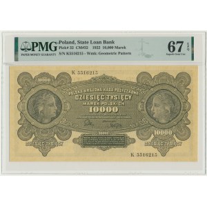 10.000 marek 1922 - K - PMG 67 EPQ - ZNAKOMITA NOTA