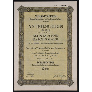 Schaffgotsch Bergwerksgesellschaft, udział 10.000 marek 1943