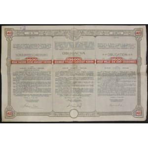 Národné oddelenie Kráľovstva Galície a Lodomérie..., 4,5 % národná pôžička, dlhopis 9 600 korún 1914