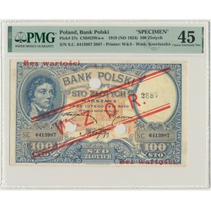 100 złotych 1919 - WZÓR - S.C. - PMG 45 - niski nadruk