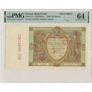 50 złotych 1929 - WZÓR - Ser.EX. - PMG 64 - z późniejszym nadrukiem WZÓR
