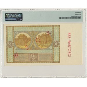 50 złotych 1929 - WZÓR - Ser.EX. - PMG 64 - z późniejszym nadrukiem WZÓR