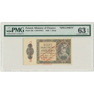 1 złoty 1938 - WZÓR - H - PMG 63 EPQ