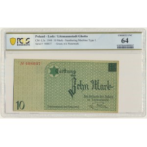 10 Mark 1940 - no.1 without watermark - PCGS 64