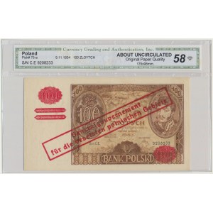 100 złotych 1934 - Ser. C.E. - fałszywy przedruk okupacyjny - CGA 58