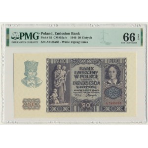 20 zlatých 1940 - A - PMG 66 EPQ - prvá séria
