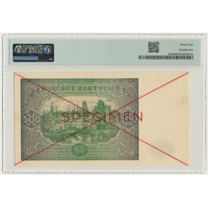 500 złotych 1946 - SPECIMEN - A 1234567/8900000 - PMG 64