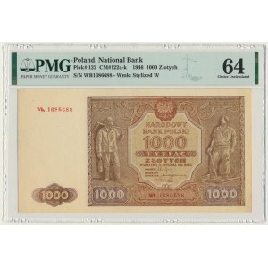 1.000 złotych 1946 - Wb. - PMG 64 - rzadka seria zastępcza