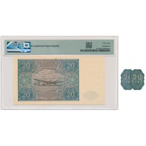 20 złotych 1946 - A - PMG 58 EPQ - NIEBIESKO-ZIELONA - RZADKOŚĆ