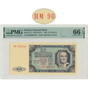 20 or 1948 - HM 98... - PMG 66 EPQ - PAPIER PLASTIQUE
