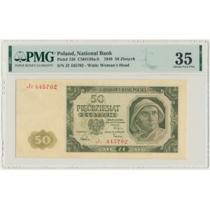 50 złotych 1948 - J2 - PMG 35 - RZADKI