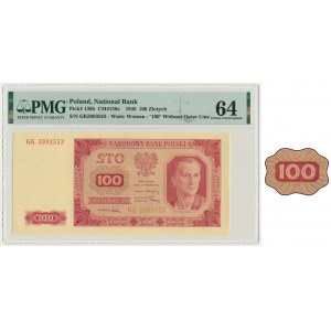 100 złotych 1948 - GK - PMG 64 - bez ramki