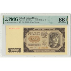 500 złotych 1948 - CB - PMG 66 EPQ - seria z rzeczywistego obiegu