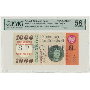 1.000 zloty 1965 - SPECIMEN - G 0000000 - surimprimé NBP - PMG 58 EPQ - BLEU