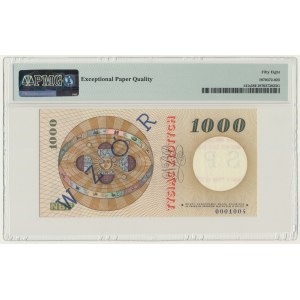 1.000 zloty 1965 - SPECIMEN - G 0000000 - surimprimé NBP - PMG 58 EPQ - BLEU