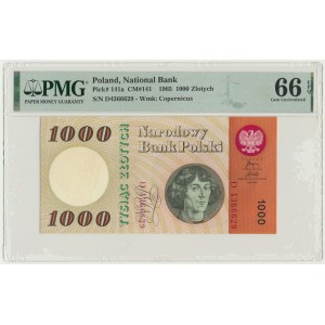 1.000 złotych 1965 - D - PMG 66 EPQ - rzadka seria z rzeczywistego obiegu