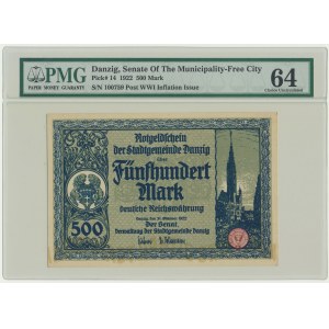 Danzig, 500 Mark 1922 - PMG 64