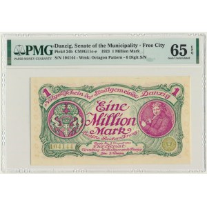 Danzig, 1 milion Mark 08 August 1923 - 6 digital serial number with ❊ not rotated - PMG 65 EPQ